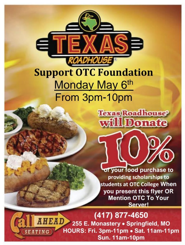 May Dine to Donate at Texas Roadhouse - OTC Foundation